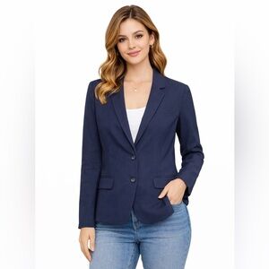 Banana Republic Navy Wool Blend Blazer Jacket Women’s Size 12 Lined 2-Button